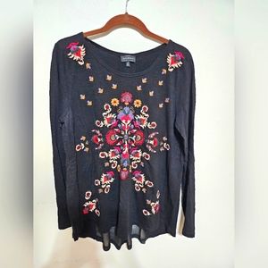 Lucky Brand Embroidered Long Sleeve Tee Large